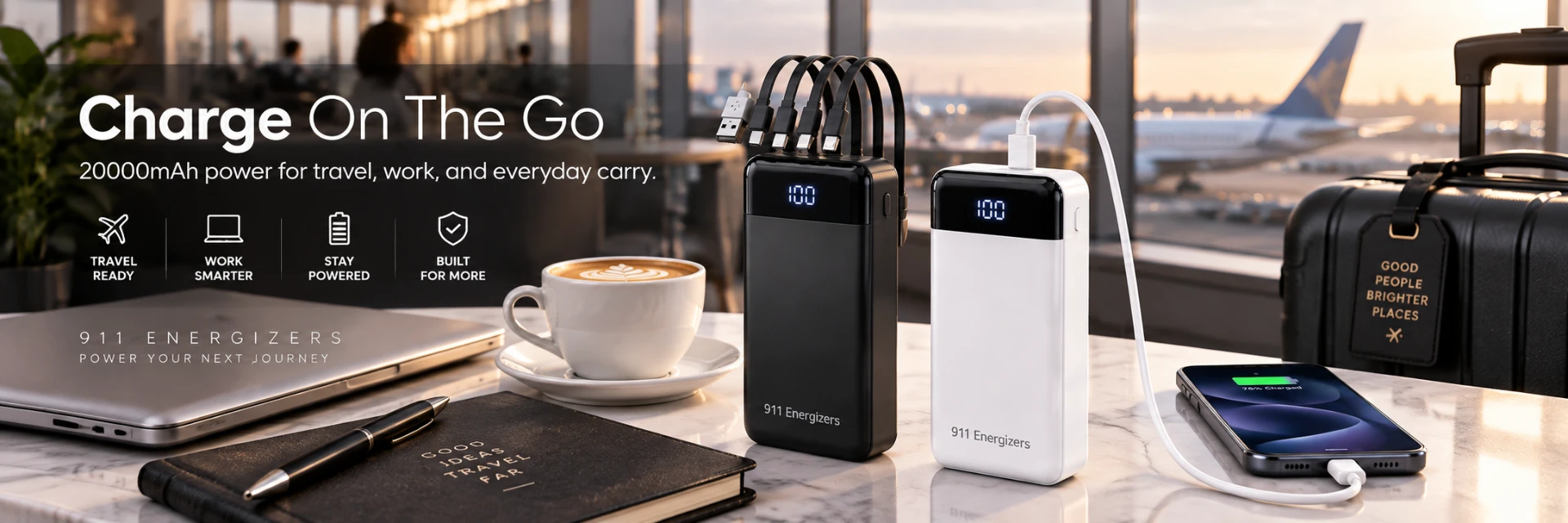 Charge On The Go — 20000mAh power for travel, work, and everyday carry